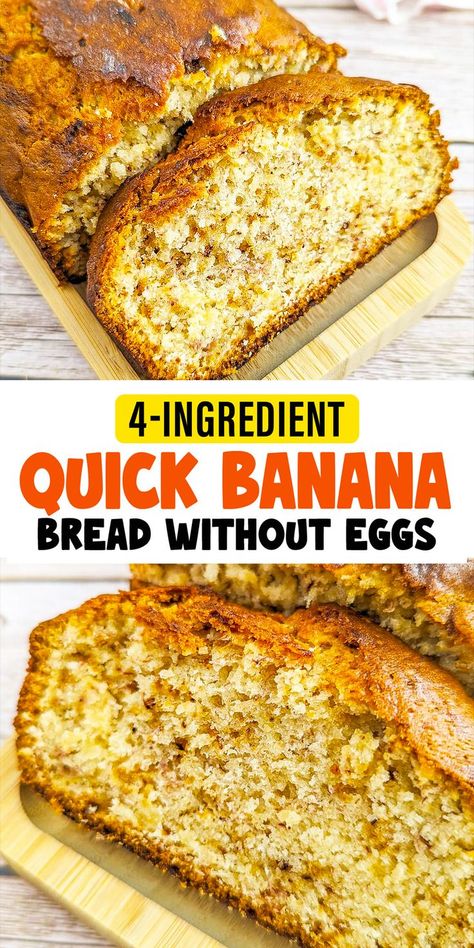 Easy Banana Bread Recipe No Eggs, Banana Recipes Without Eggs, Banana Bread Recipe No Eggs, Simple Banana Bread, Banana Bread Without Eggs, Bread Recipe Without Eggs, Quick And Easy Banana Bread Recipe, Banana Bread No Eggs, Crockpot Banana Bread