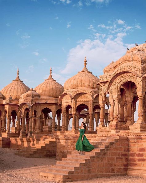 Stories of India on Instagram: “The mesmerizing Bada Bagh, which means Big Garden is located just about 5 kilometers away from Jaisalmer in Rajasthan. The main attractions…” Weather In India, India Travel Places, Indian Temple Architecture, Backpacking India, Travel Photoshoot, Travel Pose, Desert Photography, India Culture, Visit India