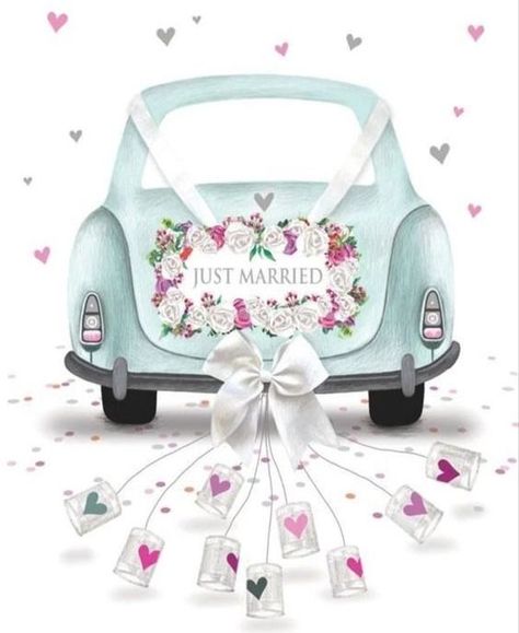 Congrats On Your Wedding, Wedding Wishes Quotes, Congratulations On Your Wedding, Congratulations On Your Wedding Day, Just Married Car, Wedding Artwork, Wedding Gift Money, Birthday Wishes Flowers, Car Card