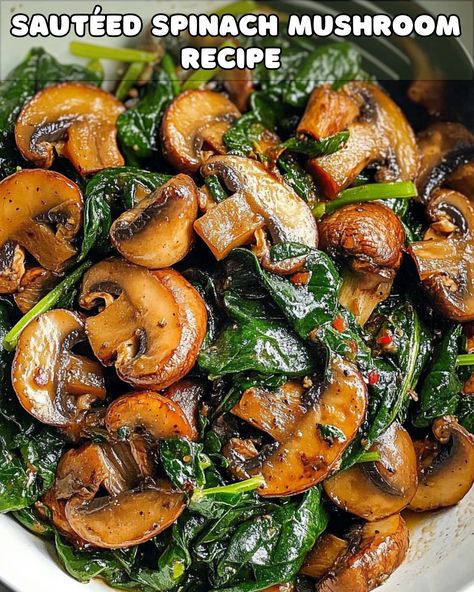 Sautéed Spinach and Mushrooms Delight – Foodyhealthylife Yay Recipes, Mediterranean Diet Recipes For Beginners, Green Bean Salad Recipes, Fried Spinach, Spinach And Mushrooms, Spinach And Mushroom, Sweet Potato Soup Recipes, Chili Sauce Recipe, Mushroom Recipe