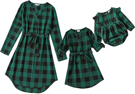 Mommy and Me Christmas Dresses Plaid Velvet Dress Xmas Holiday Party Mom Daughter Matching Outfits Photoshoot Matching Outfits Photoshoot, Mother Baby Matching Outfits, Mommy And Me Christmas, Green Plaid Christmas, Mother Daughter Dresses, Christmas Pictures Outfits, Midi Dress Winter, Mother And Daughters, Mother Daughter Matching Outfits