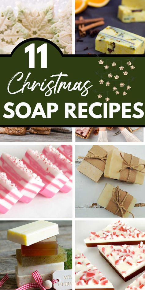 Cold Process Holiday Soap Recipes, Home Made Christmas Soap, Christmas Cold Press Soap, Diy Christmas Soap Bars, Soap Making Christmas, Winter Melt And Pour Soap Recipes, Peppermint Soap Recipe Melt And Pour, Homemade Soap Bars Recipe, Gingerbread Soap Melt And Pour