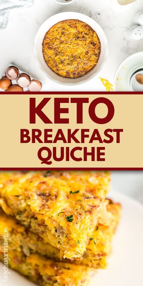 This tasty crustless keto breakfast quiche has all of the amazing flavors of quiche without all the carbs. Eggs, bacon, cheese, and spices come together to make this filling low carb quiche that can even be served as a keto snack or easy keto lunch. Only 3g net carbs per generous serving! Easy Keto Lunch On The Go, Keto Breakfast Quiche, Breakfast Quiche Bacon, Breakfast Quiche Crustless, Quiche Crustless, Quiche With Bacon, Bacon And Cheese Quiche, Easy Keto Lunch, Keto Breakfast Muffins