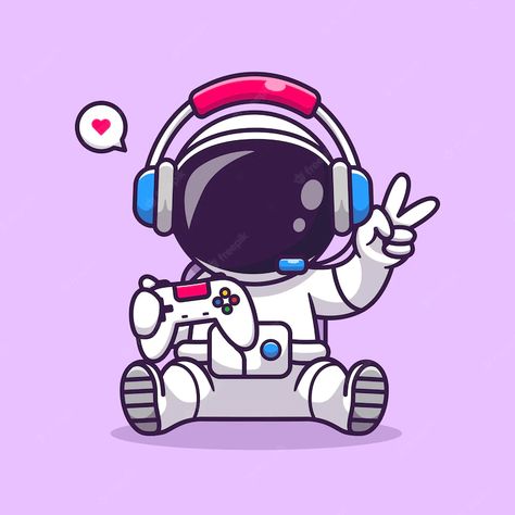 Premium Vector | Cute astronaut gamer holding joystick with headphone cartoon vector icon illustration science techno Illustration Science, Cute Astronaut, Icon Illustration, Premium Vector, Science, Bonito