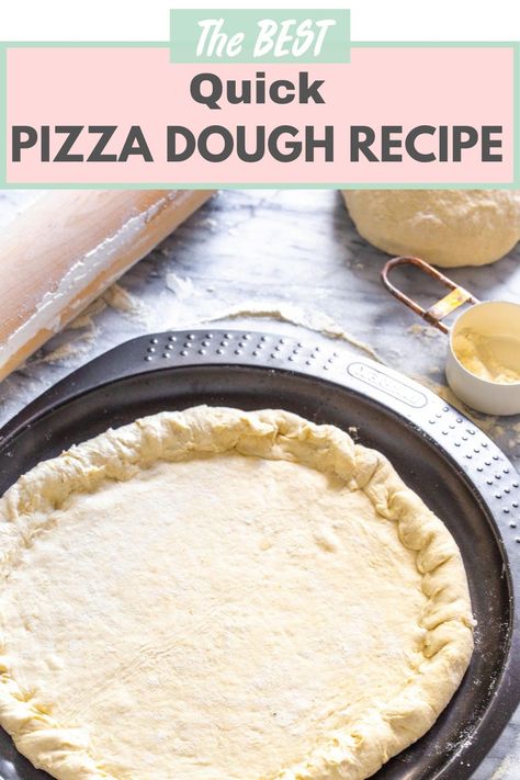 This quick and easy pizza dough is the best recipe for making homemade pizza! And only two ingredients needed! #pizza #pizzadough #bestpizzadough #pizzarecipes #savourybaking Pizza Dough Recipe Quick, Quick Pizza Dough, Easy Pizza Dough, Best Pizza Dough, Easy Homemade Pizza, Takeout Food, Making Homemade Pizza, Homemade Pizza Dough, Savoury Baking