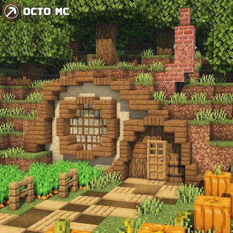 Cave Home Entrance Minecraft, Minecraft Hus, Casa Do Hobbit, Minecraft Homes, Mc House, Construction Minecraft, Minecraft Garden, Case Minecraft, Minecraft Decoration