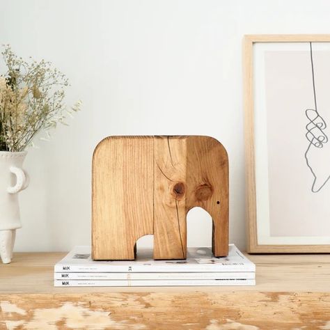 The Elephant In The Room, Elephant Bookends, Elephant In The Room, Wood Artwork, Wooden Elephant, Into The Wood, Wood Animal, Living Room Scandinavian, Decoration Piece