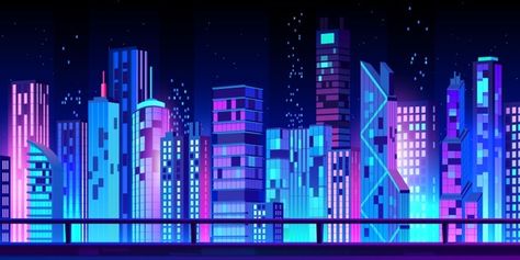 Anime City Scape, Backgrounds Drawing Ideas, Building Background Drawing, Neon City Background, Cartoon City Background, City Background Drawing, Cyberpunk Skyline, City Vector Art, Night City Background