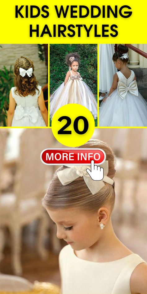 Easy Kids' Wedding Hairstyles: Curly, Coily & Straight Ideas Toddler Hair For Wedding, Childrens Wedding Hair, Kids Wedding Hairstyles, Wedding Hairstyles For Kids, Kids Updo Hairstyles, Hair Dos For Wedding, Wedding Hairstyles Curly, Flower Girl Updo, Wedding Hairstyles For Curly Hair