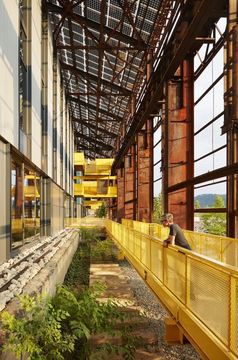 Riverfront Development, Steel Girder, Innovation Hub, Steel Mill, Sustainable Community, Adaptive Reuse, Urban Architecture, Outdoor Movie, Plant Design