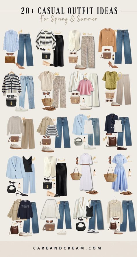 Casual Ideas Outfit, Fashion Outfit Ideas Woman, Spring Outfit Blazer, Casual Chic Spring 2024, Different Wardrobe Styles, Summer Wardrobe Outfits, Cute And Casual Summer Outfits, Comfortable Spring Outfits Casual, Styling Casual Outfits