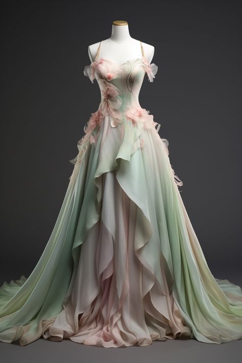 Lotus flower inspired gown Fairy Gown, Wedding Dresses Ideas, Wedding Dress Ideas, Nature Dress, Fantasy Dresses, Fantasy Gowns, A Wedding Dress, Fairytale Dress, Dreamy Dress