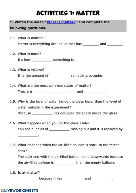 Mass Volume Density Worksheet, Density Worksheet, What Is Matter, Volume Worksheets, Fly To The Moon, Matter Worksheets, Improve Reading Comprehension, Adjective Worksheet, Higher Level Thinking