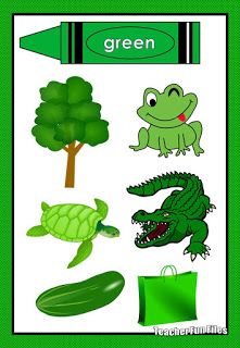 Teacher Fun Files: Color Charts Things That Are Green Preschool, Teaching Kids Colors, Kids Learning Activities Preschool, Learning Colors Activities, Teacher Fun Files, Preschool Charts, Preschool Color Activities, Color Worksheets For Preschool, Color Flashcards