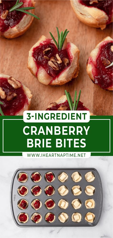 Cranberry Appetizer, Cranberry Brie Bites, Cranberry Bites, Creamy Brie, Crescent Roll Crust, One Bite Appetizers, Chef Savvy, Brie Appetizer, Best Party Appetizers