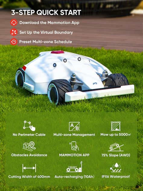 Luba: An Intelligent, Perimeter Wire Free Robot Lawn Mower by Mammotion — Kickstarter Robot Mower, Robot Lawn Mower, Power Tools Design, Robotic Mower, Robotic Mowers, Robotic Lawn Mower, Smart System, Healthy Lawn, Kids Playground