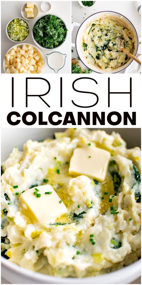 Sautéed Greens, Irish Mashed Potatoes, Colcannon Recipe, Buttery Mashed Potatoes, Best Healthy Dinner Recipes, Sauteed Greens, Salt Pork, Light Meals, Holiday Favorite Recipes