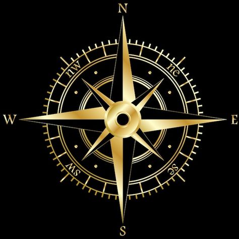 Compass Vector, Cardinal Directions, Compass Logo, Nautical Star, Wind Rose, Compass Design, Mountain Tattoo, Compass Rose, Golden Rose