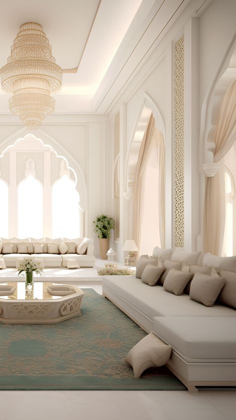 Modern Arabic Interior, Arabic Living Room, Arabic Interior Design, Islamic Interior Design, Arabic Majlis, Moroccan Interiors, Room Decor Ideas, Dream House Interior, Interior Deco