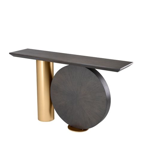 Let yourself be wooed by the Spring Console Table that is inspired by Postmodern design furniture.Product Overview Finish: Mocha Straight Oak Veneer, Brushed Brass Finish Dimensions: 14.17"D x 59.06"W x 33.86"H Rating: Indoor use/dry locations only Weight: 117.07 lb Modern Entry Table, Brass Console, Luxury Console, Brass Console Table, Postmodern Design, Danish Interior, Oak Console Table, Burke Decor, Oak Veneer