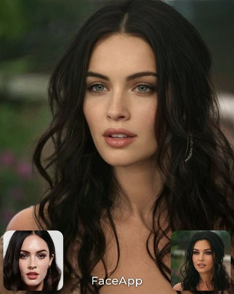 Jet Black Hair And Green Eyes, Black Hair Brown Eyes Pale Skin, Dark Brown Hair Grey Eyes, Monica Belluci Faceapp, Face Claims Female Faceapp, Dark Hair Green Eyes Woman, Megan Fox Face Claim, Face Claims Female Brunette Green Eyes, Grey Eyes And Black Hair