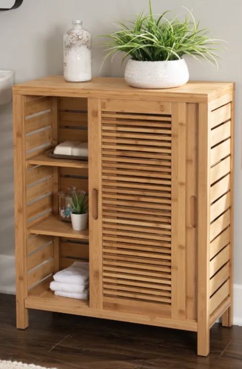 Bathroom Standing Cabinet, Freestanding Bathroom Cabinet, How To Fold Towels, Organization Products, Bathroom Cabinet, Sliding Doors, Free Standing, Storage Organization, Solid Wood