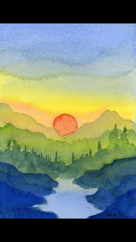 Watercolor Landscape Tutorial, Curious People, Watercolor Pencil Art, Easy Landscape Paintings, Watercolor Scenery, Learn Watercolor Painting, Watercolor Art Landscape, Watercolor Paintings Nature, Art Tutorials Watercolor