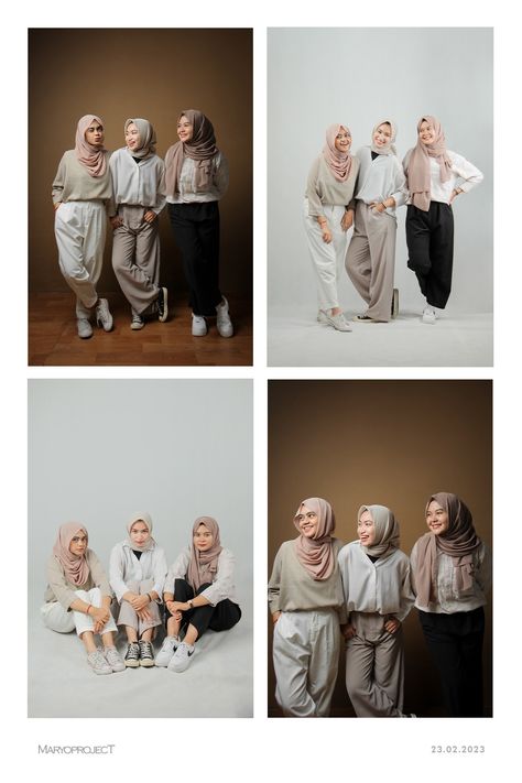 3 Besties Photoshoot Ideas, Group Of 3 Photoshoot, Female Group Photoshoot, Outfit Foto Studio, Photoshoot At Studio, Group Photoshoot Ideas, Self Foto, Photobox Pose, Creative Beach Pictures