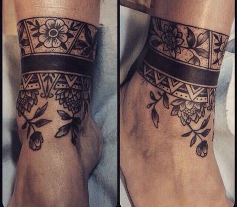 Ankle Tattoo Wrap Around Cover Up, Ankle Tattoos For Women Mandala, Ankle Cuff Tattoo, Ankle Tattoo Cover Up, Wrap Around Ankle Tattoos, Ankle Band Tattoo, Rebirth Tattoo, Lower Leg Tattoos, Tattoo Ankle