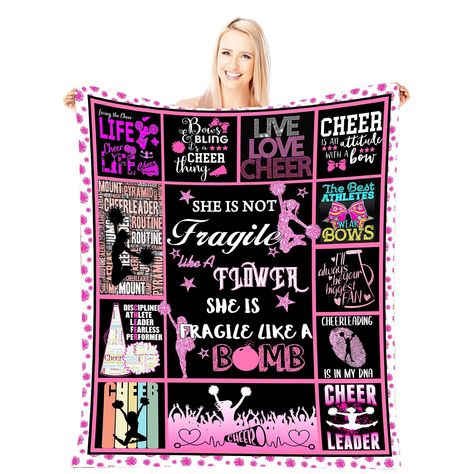 Cheer Blankets, Gifts For Cheerleaders, Cheerleader Birthday, Cheerleader Gifts, Cheer Coach Gifts, Cheer Team Gifts, Flannel Blankets, Cheerleading Gifts, Pom Pom Girl