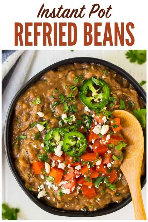 How to make the BEST Instant Pot Refried Beans! Easy no soak recipe. Healthy, vegan, and perfect for all of your favorite Mexican dishes! One of the best pressure cooking recipes. #wellplated #instantpot #refriedbeans #pressurecooking via @wellplated Instant Pot Refried Beans Recipe, Instant Pot Refried Beans, Refried Beans Recipe, Pressure Cooking Recipes, Vegan Instant Pot Recipes, Vegetarian Instant Pot, Recipes Mexican, Cooking Dishes, Instant Pot Dinner Recipes