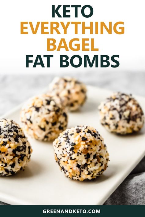 These Keto Everything Bagel Fat Bombs are a delicious savory twist on the traditional low-carb fat bomb.   These savory fat bombs perfect for a grab-and-go quick keto breakfast. Keto Everything Bagel, Keto Everything, Dolce Poche Calorie, Quick Keto Breakfast, Desayuno Keto, Postre Keto, Fat Bomb, Keto Diet Breakfast, Fat Bomb Recipe