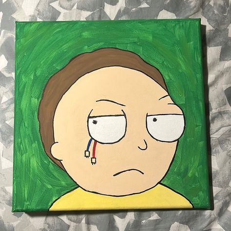 Original Evil Morty painting Morty Canvas Painting, Rick And Morty Painting, Morty Painting, Morty Drawing, Evil Morty, Draw Ideas, Tutorials Drawing, Cute Canvas Paintings, Canvas Paint