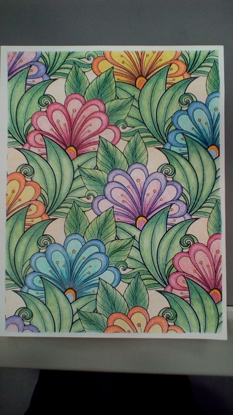 colored pencils Batik Art Ideas, Stilasi Flora, Dekoratif Art, Batik Flora, Batik Drawing, Flora And Fauna Drawing, Colorful Art Paintings, Art Deco Illustration, Batik Art