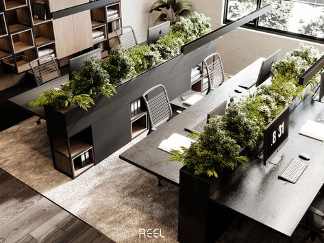 Office l KSa :: Behance Trading Office Design, Double Height Office, Luxury Office Room, Modern Office Design Inspiration, Luxury Office Interior, Office Design Concepts, Industrial Office Space, Open Concept Office, Open Office Design