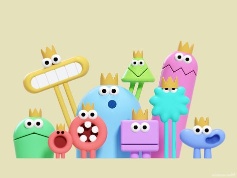 Monster Squad, Simple Character, Cartoon Monsters, 3d Artwork, Learning Design, Monster Design, Graphic Elements, 3d Characters, Paper Sculpture