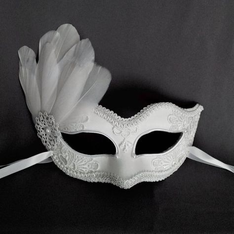 Cheap White Costume Accessories For Masquerade, Masquerade Ball Masks White, Luxury White Masquerade Mask, Luxury White Masks And Prosthetics For Costume Party, Cheap White Masks And Prosthetics For Halloween, White Cosplay Mask, White Mask Ball, Luxury White Masks And Prosthetics For Theater, Luxury White Mask