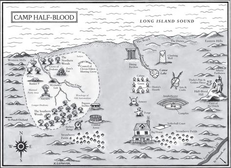 Camp Half Blood Cabins Layout, Camp Half Blood Map, Camp Half Blood Cabins, Sea Of Monsters, Camp Jupiter, Images Kawaii, Trials Of Apollo, Leo Valdez, Magnus Chase