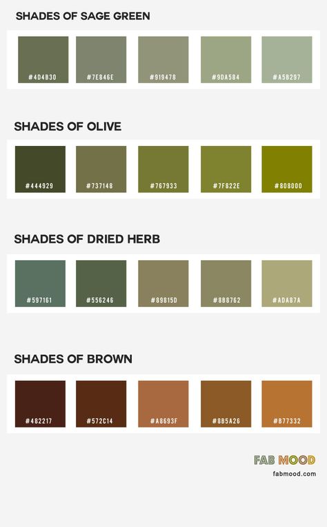 Green Color Names, Earth Tones Palette, Sage Color Palette, Earth Colour Palette, Earth Tone Palette, Earth Tone Color Palette, Hex Color Palette, Earth Tone Color, Green Palette