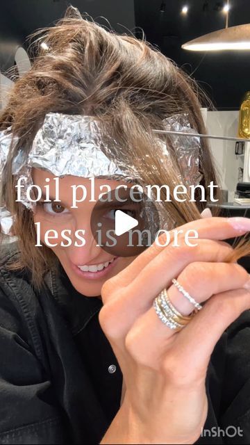 Blonde Highlights In Front Of Hair, Front Partial Highlights, Top Foil Highlights, Hairline Highlights Brunette, Front Face Highlights, Face Framing Highlights Placement, Brunette Half Head Foils, Foils Hair Blonde, Subtle Highlight Placement