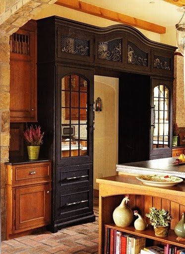 . Panel Front Refrigerator, Refrigerator Armoire, Kitchen Door Design, Kitchen Armoire, Kitchen Door Designs, Mirrored Cabinets, Mirrored Cabinet, Mirrored Doors, Question To Ask