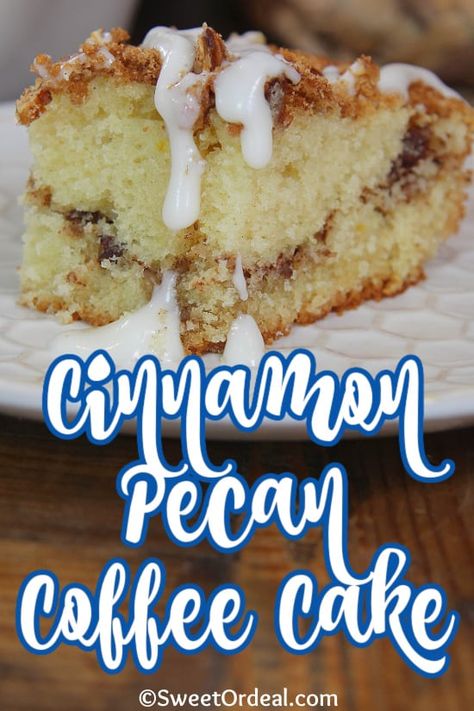 Coffee Cake With Pecans, Coffee Pecan Cake, Pecan Pie Coffee Cake, Coffee Cake Pound Cake, Cinnamon Pecan Coffee Cake, Pecan Coffee Cake Recipes, Sara Lee Pecan Coffee Cake Recipe, Coffee Cake With Cake Mix Boxes, Quick Coffee Cake Recipes