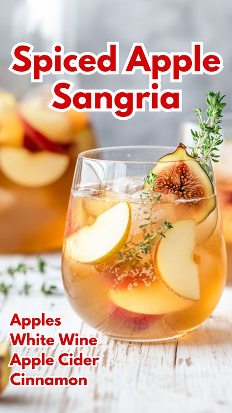 The Spiced Apple Sangria is a crisp and refreshing fall-inspired cocktail that combines the sweetness of apple cider with the bright flavors of white wine. Infused with cinnamon sticks and fresh apple slices, this sangria captures the cozy warmth of autumn. Garnished with fresh figs and thyme, it’s the perfect drink for festive gatherings or relaxing evenings by the fire.
#spicedapplesangria #fallsangria via @mybartender Fall Apple Sangria, Cider Alcohol Drinks, Apple Cider Alcohol, Thanksgiving Sangria, Apple Cider Sangria Recipe, Fall Sangria Recipes, White Sangria Recipe, Winter Sangria, Holiday Sangria