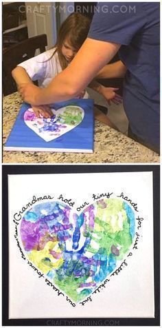 Grandparents Painting, Handprint Canvas, Heart Handprint, Hand Print Art, Grandparents Day Crafts, Grandmas Mothers Day Gifts, Skirt Diy, Handprint Crafts, Mothers Day Crafts For Kids