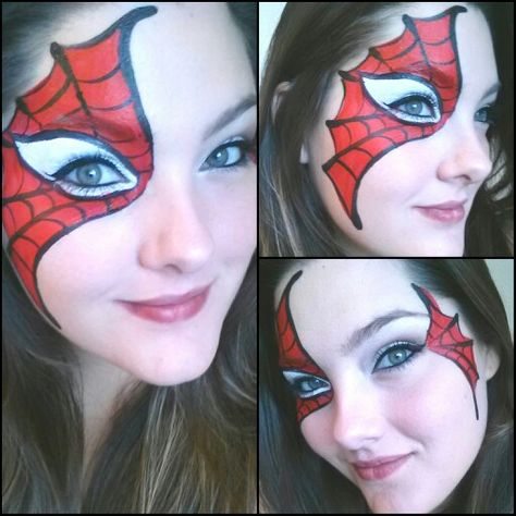 Spiderman face painting Spider Man Face Paint, Spiderman Makeup, Superhero Face Painting, Spiderman Girl, Face Painting For Boys, Cheek Art, Girl Face Painting, Face Painting Tutorials, Spiderman Face