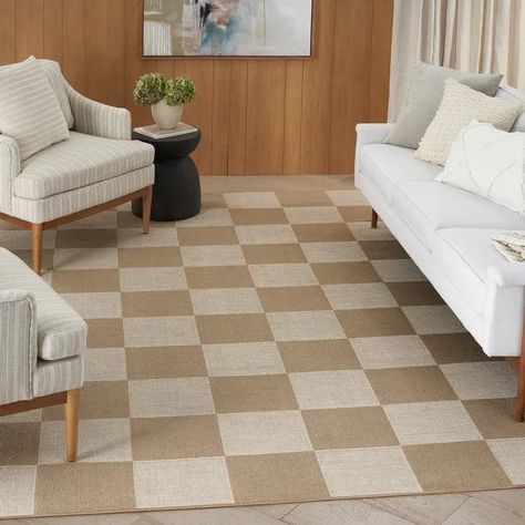 Nourison Washable Modern Jute Indoor Geometric Area Rug - On Sale - Bed Bath & Beyond - 38408626 Cowgirl Decor, Checker Board, Target Rug, 5x7 Area Rug, Rustic Materials, Checkered Rug, Coastal Cowgirl, Checkerboard Pattern, 8x10 Area Rugs