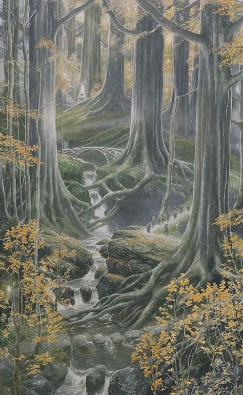 Alan Lee Art, Tolkien Illustration, Casa Hobbit, Alan Lee, John Howe, Middle Earth Art, Forest Elf, Tolkien Art, Lotr Art