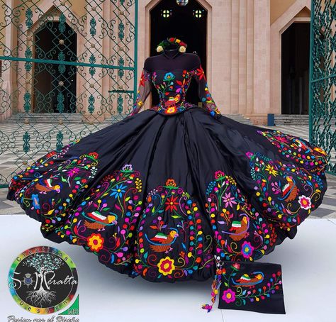 Mexican Theme Dresses, Long Sleeve Quinceanera Dresses, Quinceanera Dresses Mexican, Vestido Charro, Mexican Quinceanera, Black Quinceanera Dresses, Mexican Quinceanera Dresses, Quinceanera Themes Dresses, Charro Quinceanera Dresses