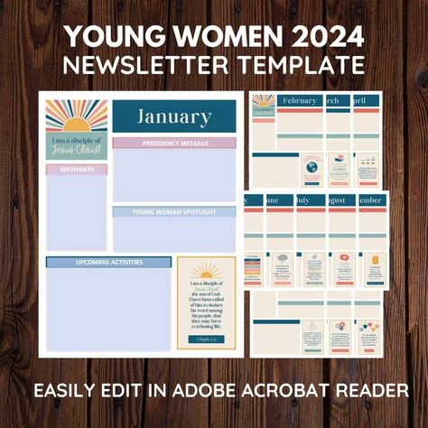 2024 Young Women Newsletter Template Kit 3 Nephi 5:13 I Am a Disciple of Jesus Christ Digital Download - Etsy Monthly Newsletter Template, Lds Yw, Editable Newsletter Templates, Goals Sheet, Youth Theme, Monthly Newsletter, Newsletter Template, Photo Store, Scripture Print