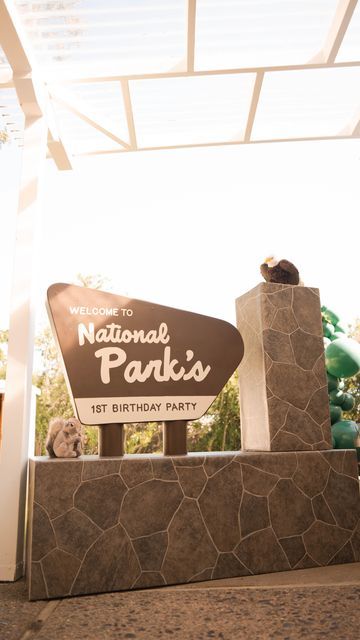 Park Party Decorations, Happy Camper Birthday Party, Kids Party Rentals, Birthday Party At Park, Kids Party Planner, First Birthday Balloons, Adventure Baby Shower, Park Birthday, Forest Party